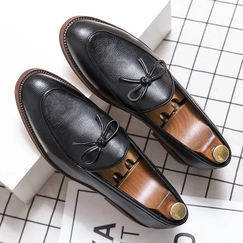 Business leather casual shoes low-top round toe black brown men's footwear