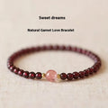 Natural garnet bracelet with 4mm or 6mm beads and adjustable 18mm U-shaped metal clasp