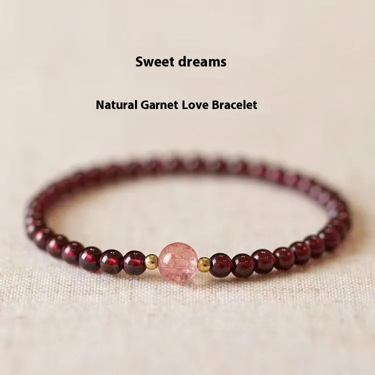 Natural garnet bracelet with 4mm or 6mm beads and adjustable 18mm U-shaped metal clasp