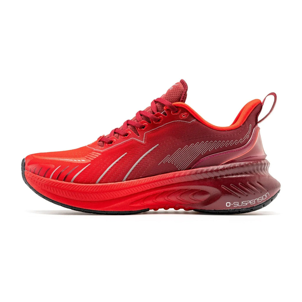 Low-top running sneakers with embroidered detail on a breathable mesh upper and rubber sole.