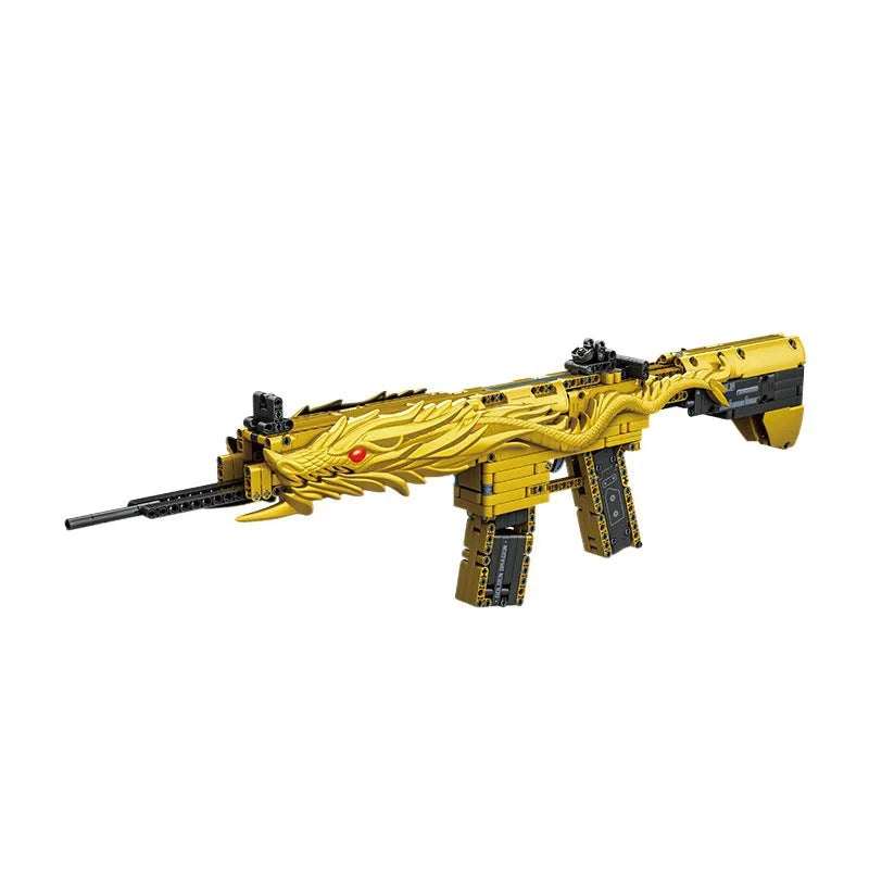 Children's educational gold sand eagle M416 rifle building blocks toy in colour box packaging
