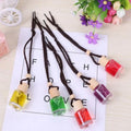 Glass bottle car air freshener hanging ornament with six fragrance options including lavender, lemon and apple scents