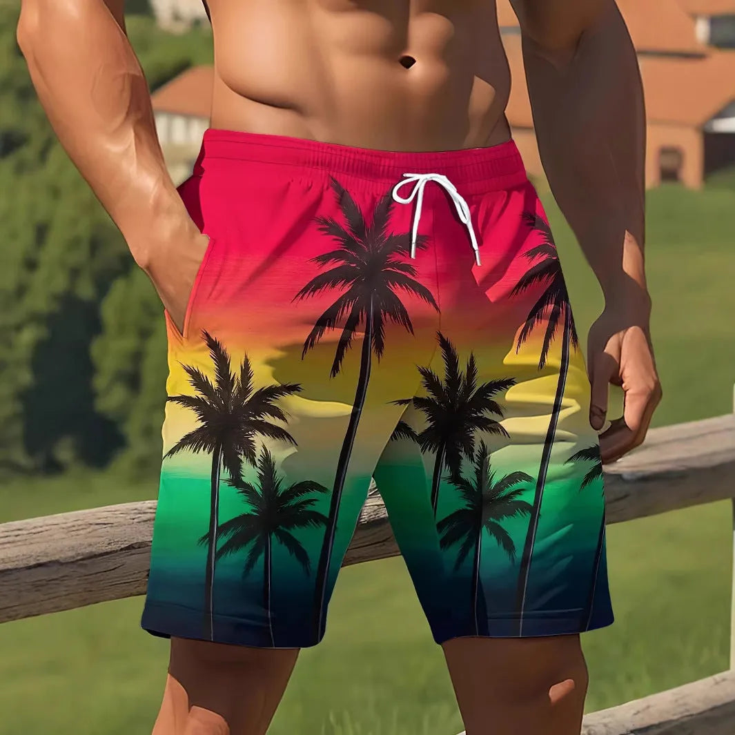 Man's solid colour quick-dry polyester swimming trunks on a white background