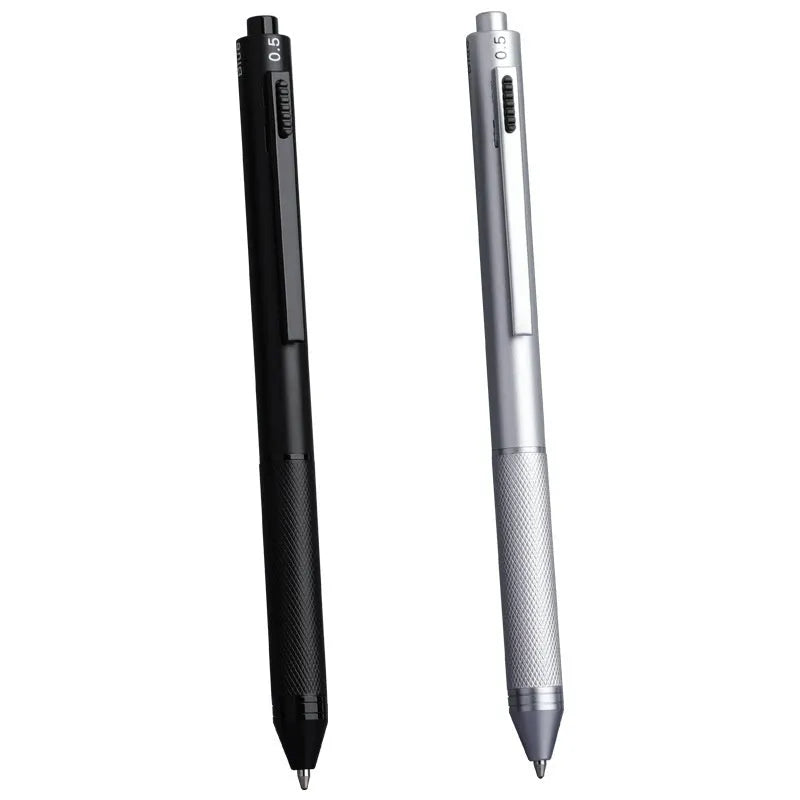 Gravity induction pen with metal shell in Matte Black finish, 0.5mm ballpoint tip, and tilt mechanism for colour change