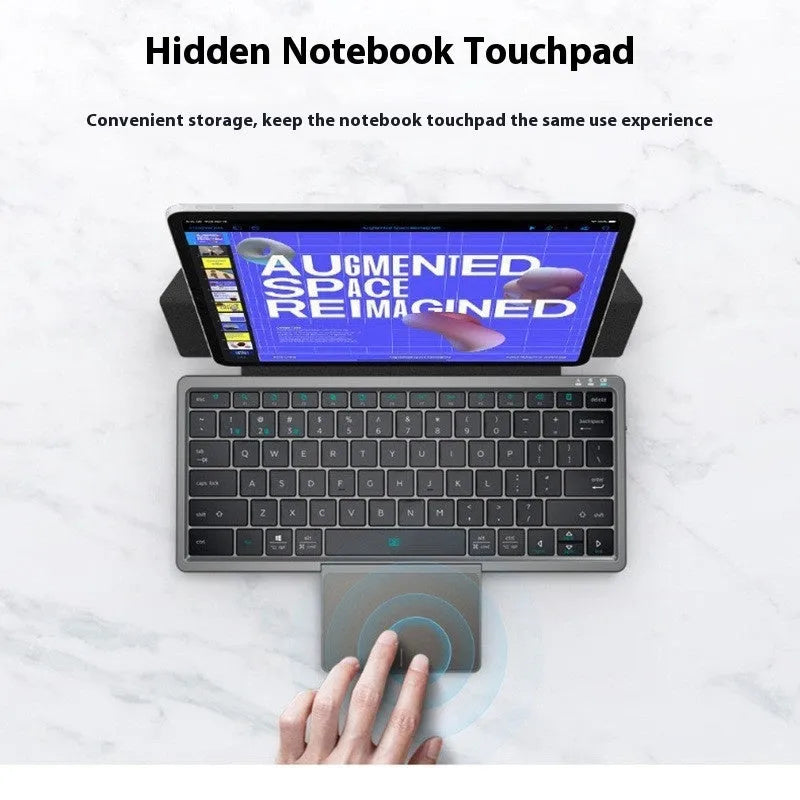 Three-in-one wireless Bluetooth keyboard with touch pad, leather sheath and stand for tablets