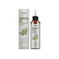 100ml bottle of Platthana Hair Care Oil with ginger and rosemary on a bathroom shelf.