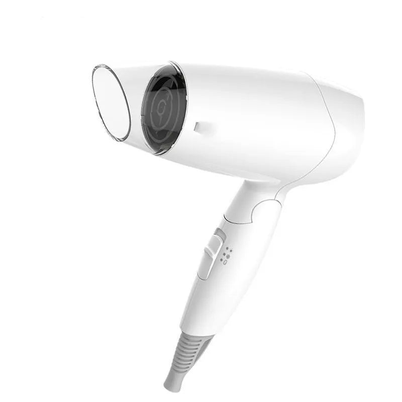 Portable Moon White hair dryer with 1400W rated power, 150cm cord, and national standard plug for household and travel use.