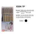 Pack of 7 Sakura Pigma Micron needle point pens with assorted nib sizes from 0.2mm to 0.5mm including pencil style