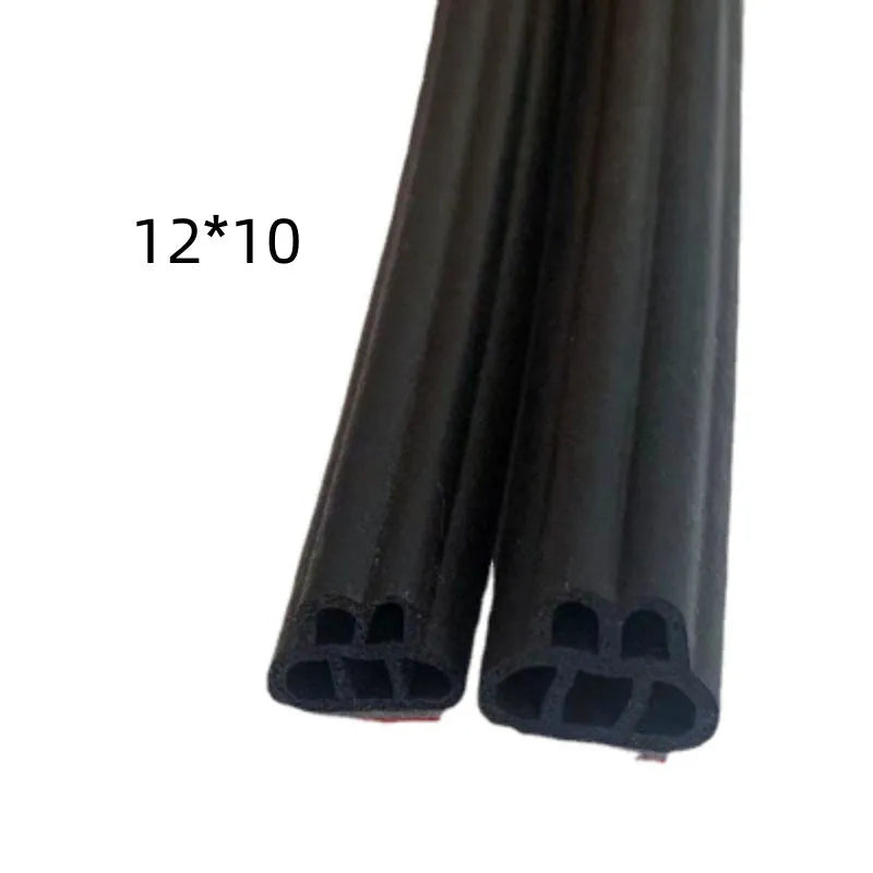 Double-layer 5-hole thick black film sound deadening L-type sealing strip 12 mm for doors and windows