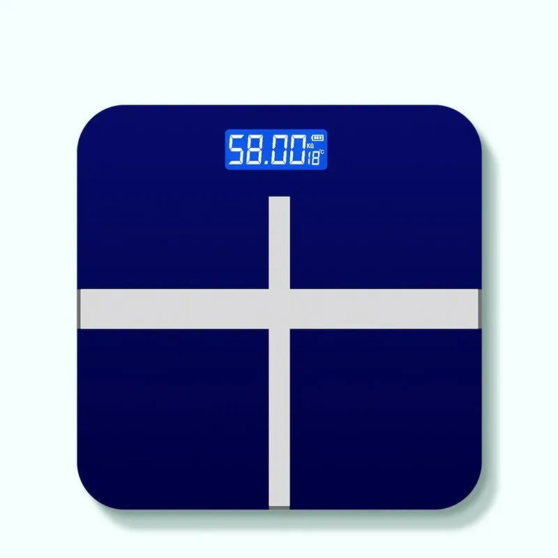 Digital bathroom weight scale with USB rechargeable feature in black, rose red, and white colour options.