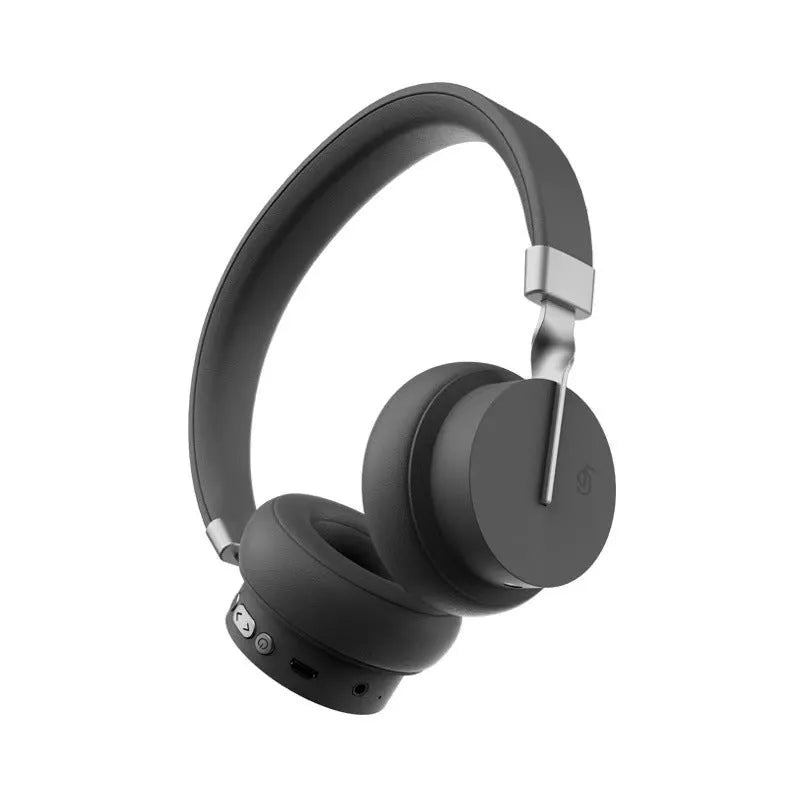 Solid colour headworn Bluetooth headset in one of five colours: green, black, blue, red, or white.