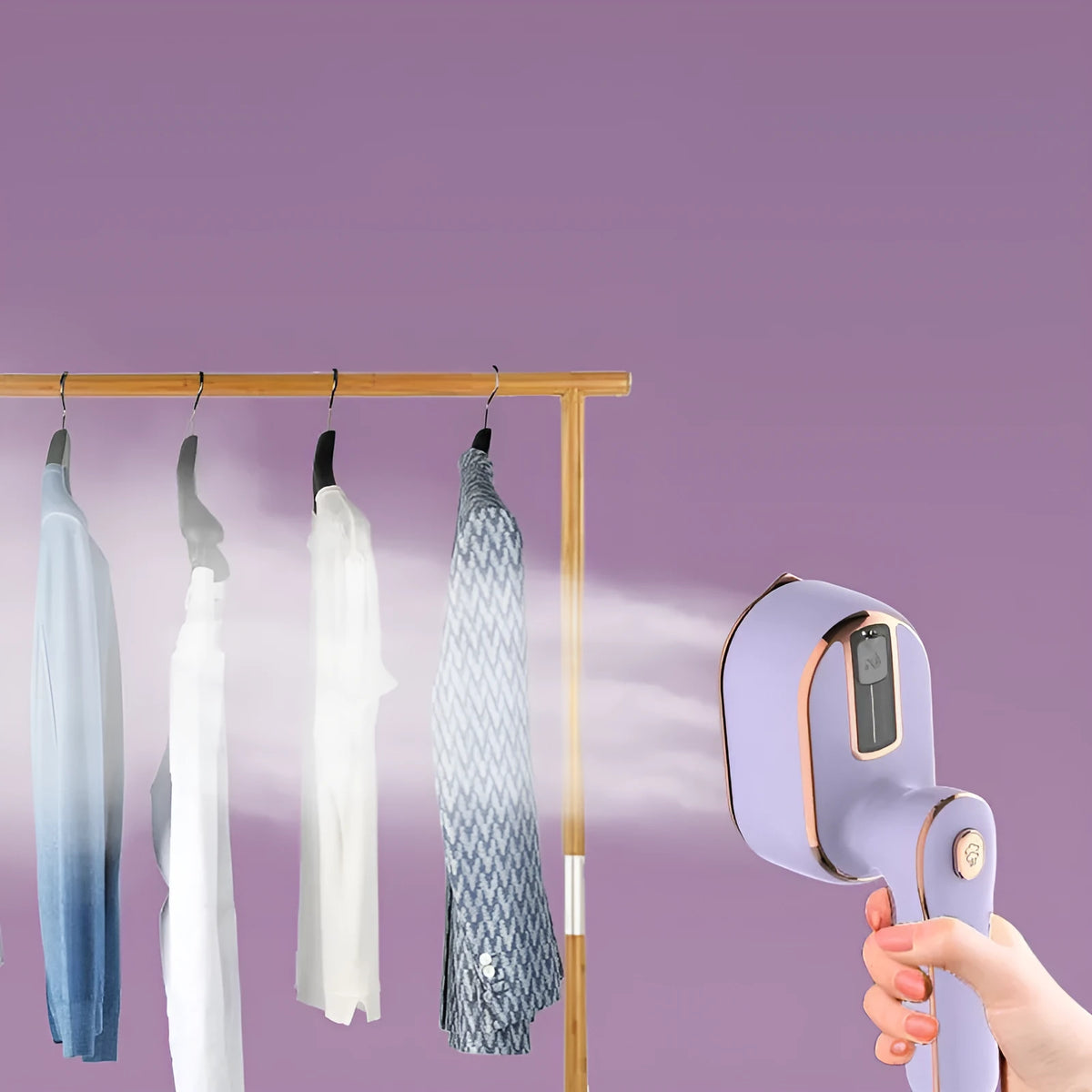 Rotating steam hanging iron, 1000W AC 220V mechanical single-gear garment steamer in light purple or white