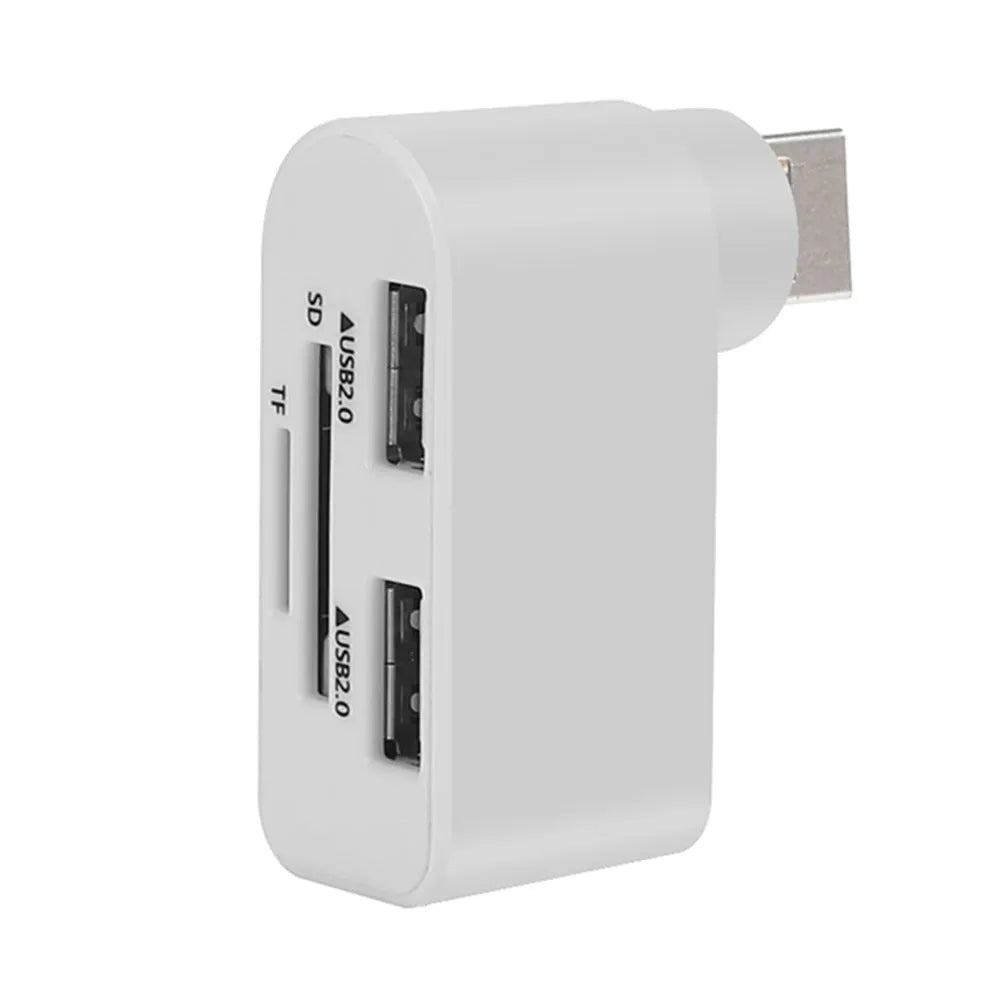 USB 2.0 hub and multi-function card reader splitter with three-port docking station in black or white ABS