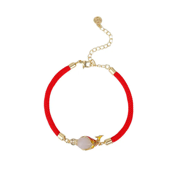Carp literary women's jewellery set with lucky koi red necklace and matching hand strap