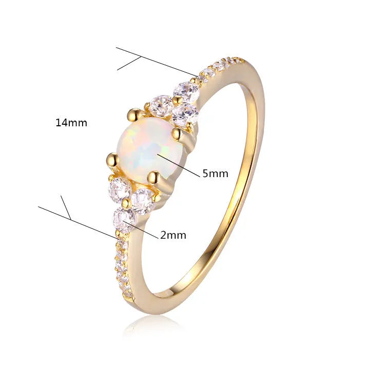 Geometric silver ring with big diamond design, electroplated finish, white or blue opal colour, sizes 5 to 9