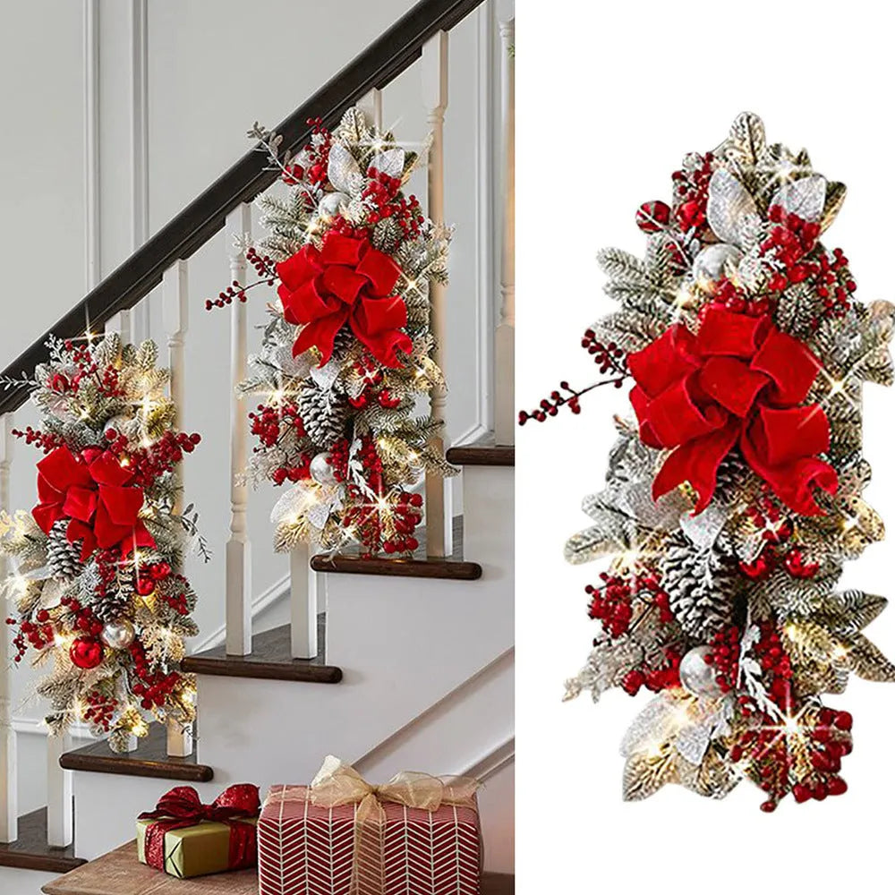 Christmas door hanging decoration in plastic, 50 x 30 x 6cm, with bell wreath or stair ornament style options.