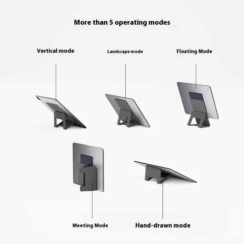 Multi angle magnetic folding tablet stand for 9.7-13 inch tablets, 3mm thick with suction cup and removable adhesive