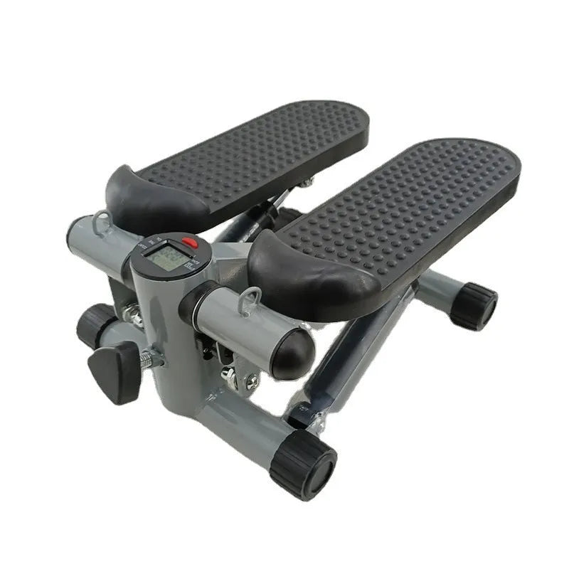 Silver grey hydraulic mini treadmill for home waist slimming fitness.