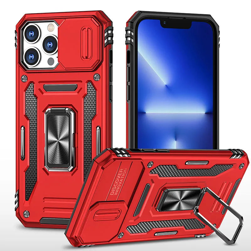 Bracket magnetic suction phone case for iPhone 14 Pro Max, TPU+PC, navy colour