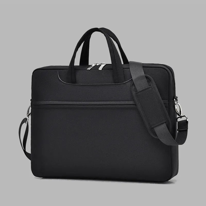 Men's large capacity laptop bag in Oxford cloth, black, for 15.6 inch laptop with shoulder strap
