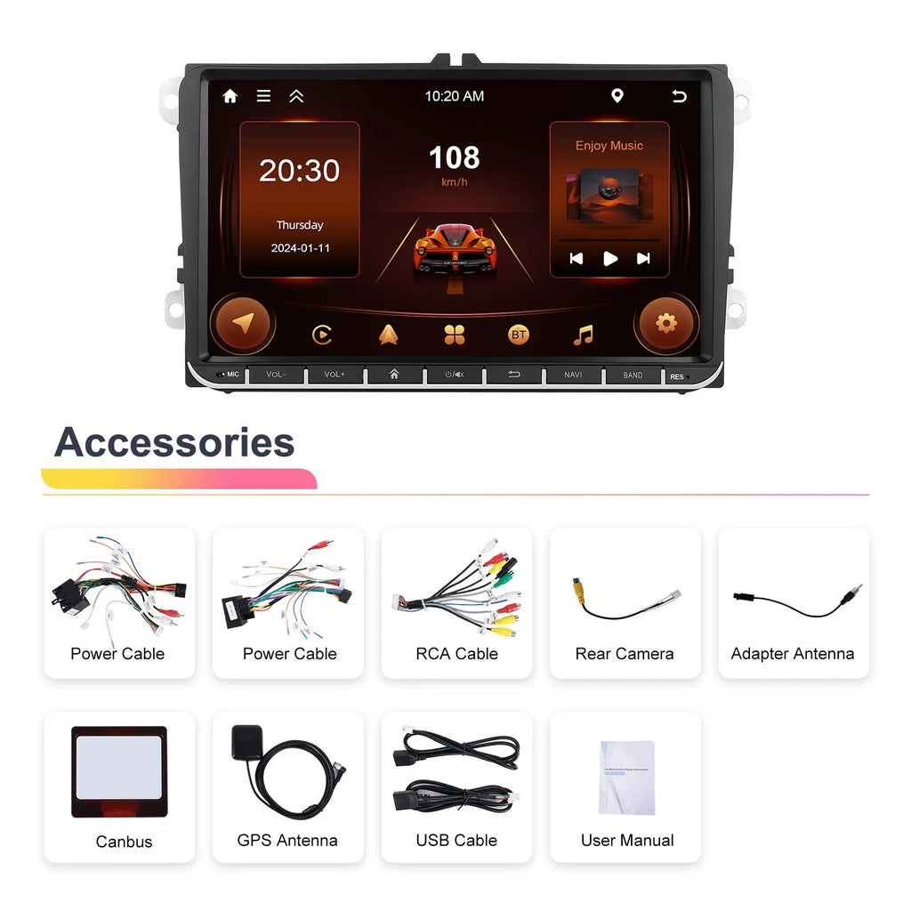 7-inch Android car central control stereo with wireless Carplay for Volkswagen dashboard