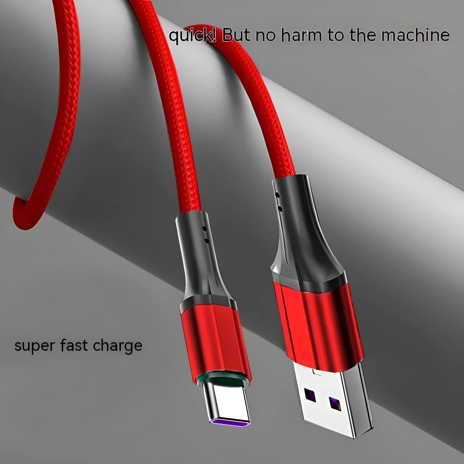Nylon braided Type-C fast charging cable in red, black, or green colours with 60W power output
