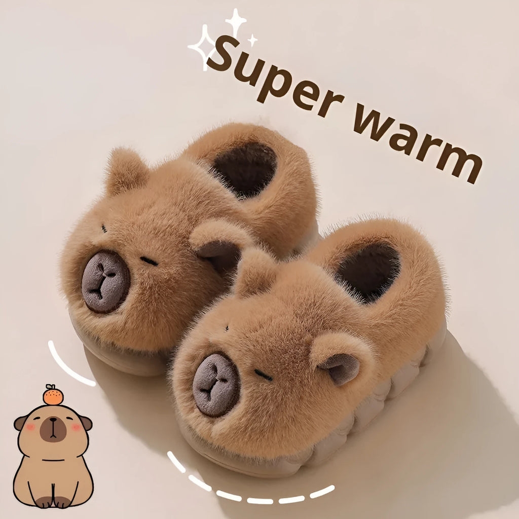 Kappabala winter children's cotton slippers with EVA sole in light coffee colour