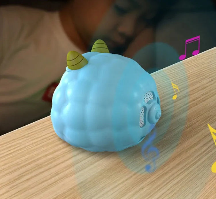 Smart alarm clock with silicone shell, luminous display, and power cord, shown in various style options.