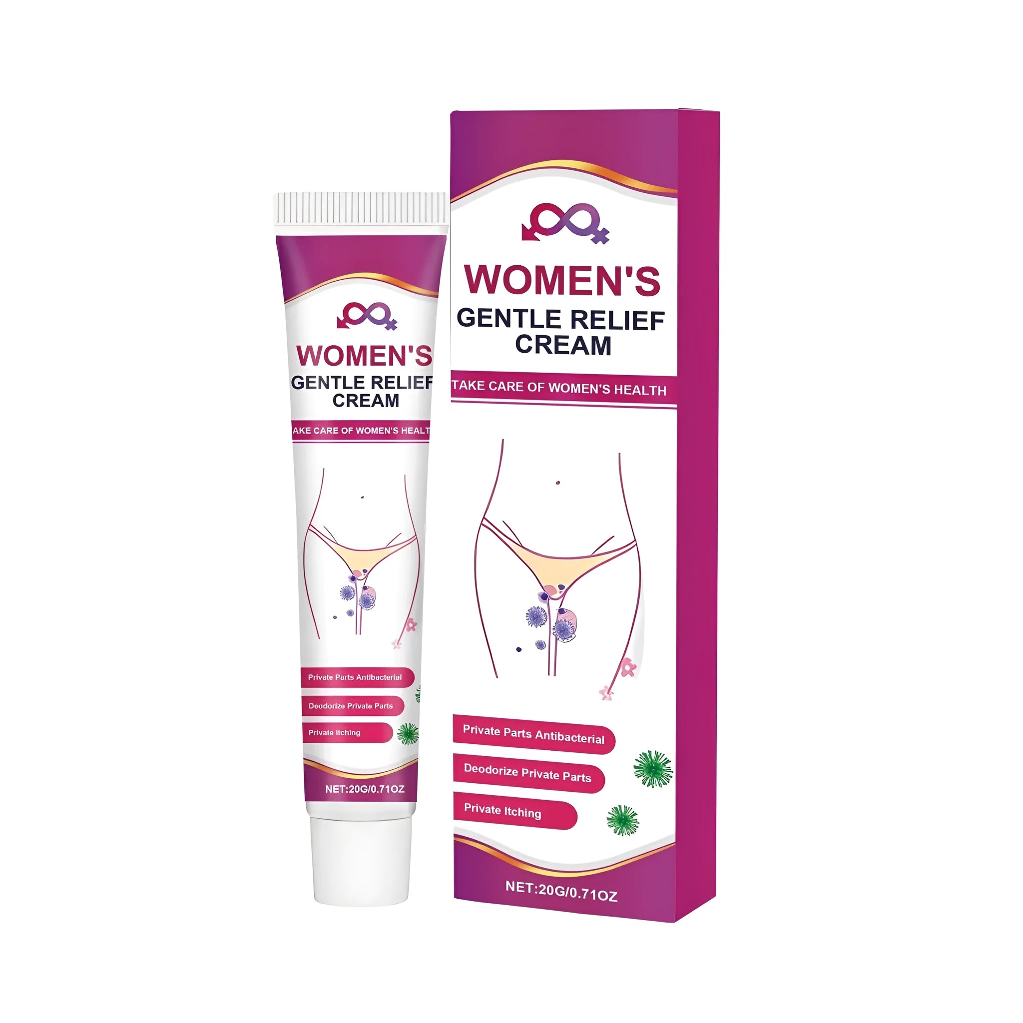 20g tube of women's intimate soothing cream with mint and botanical extracts.