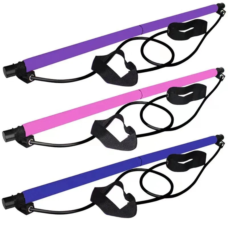 Adjustable fitness pulling rope for hip training in purple, pink, blue, or black colours with matching packaging