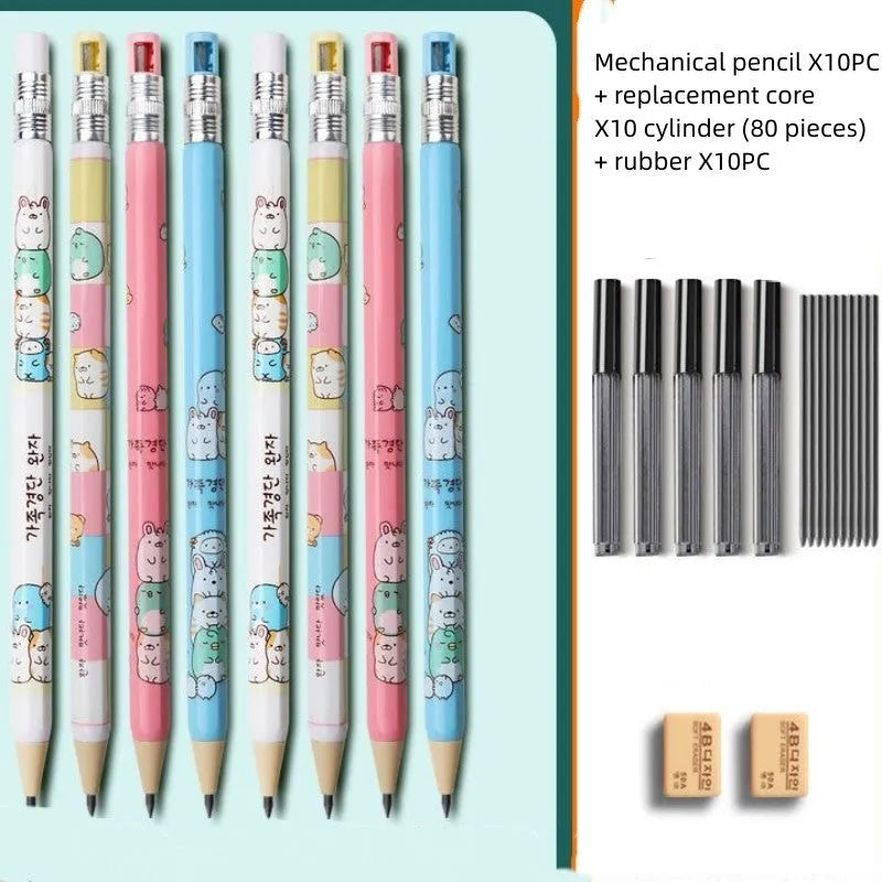 Children's cartoon-themed mechanical pencil with 2.0mm thick lead and plastic construction