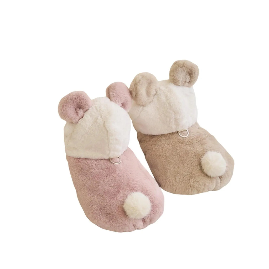 Light pink polyester dog warm coat shown in size M with casual styling