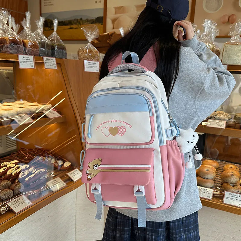 Student portable burden alleviation backpack for middle school high school girls in large capacity, available in multiple colours