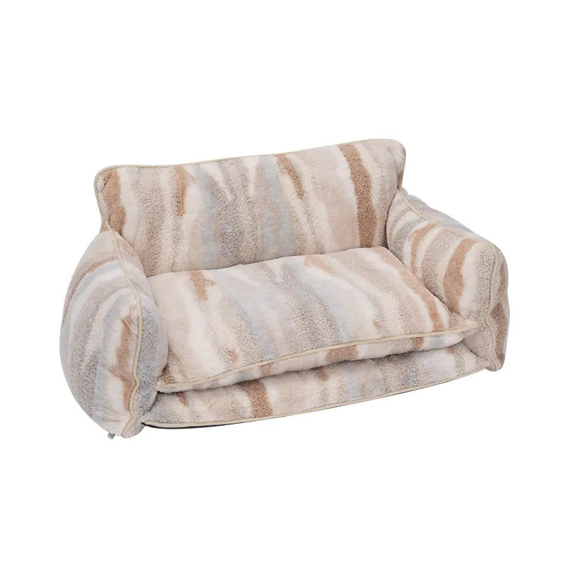 Cloth pet sofa dog bed in Black and White Ripple colour fully removable washable cover size L
