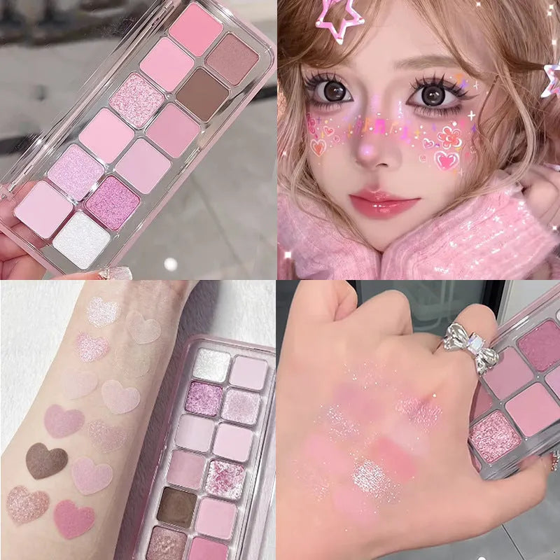 Creative Home 12-colour eye shadow palette showing Peach Apple and Cherry Plum shade options