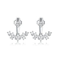 925 silver smile earrings with French diamond-embedded continuous stone setting, geometric U-shape, on a light background