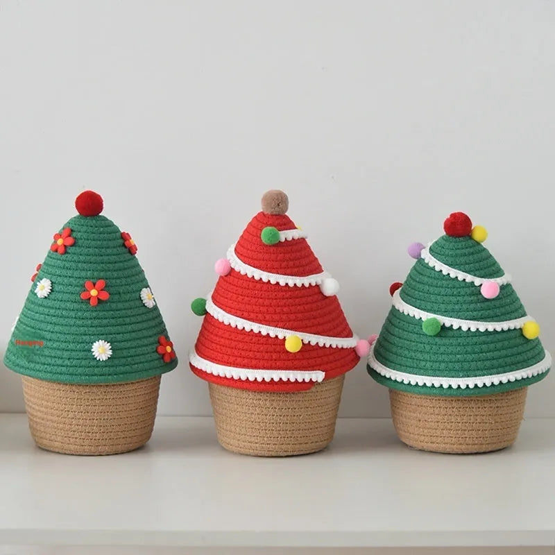 Cotton thread Christmas decoration storage basket with modern simplicity design, available in multiple colours including green and red variants