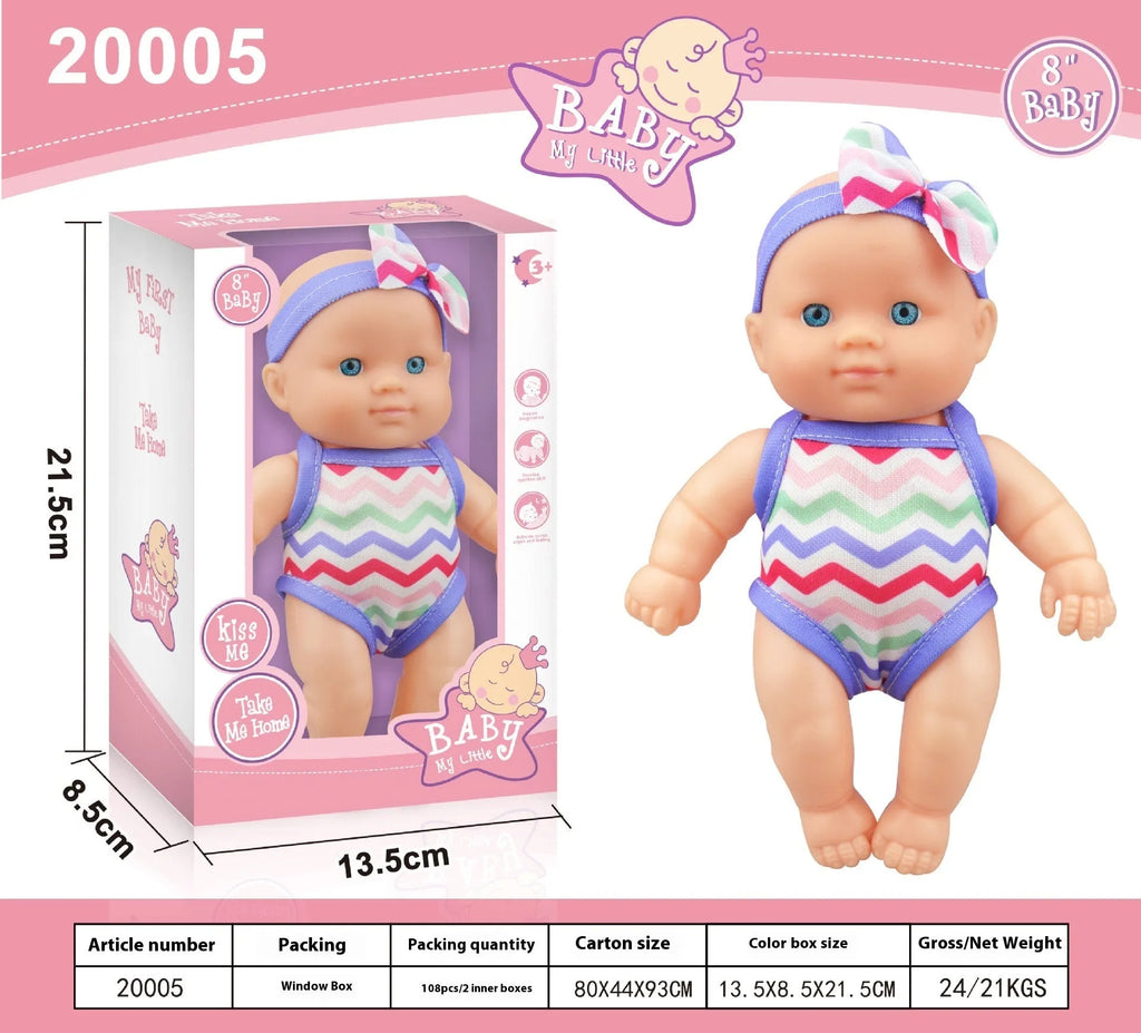 Detailed vinyl simulation baby doll figurine collectible model in display pose