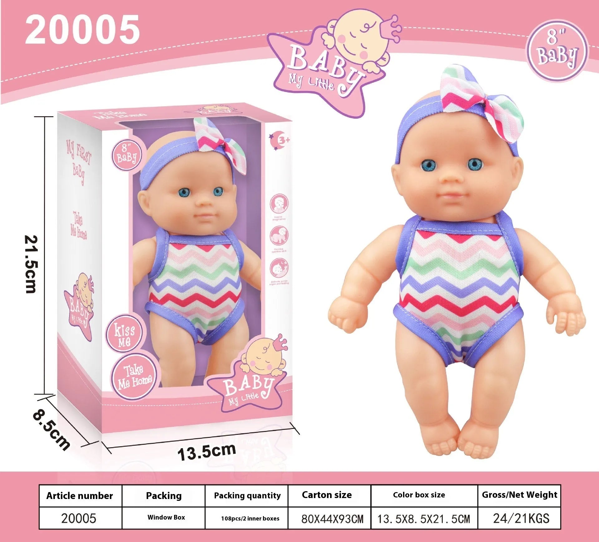 Detailed vinyl simulation baby doll figurine collectible model in display pose