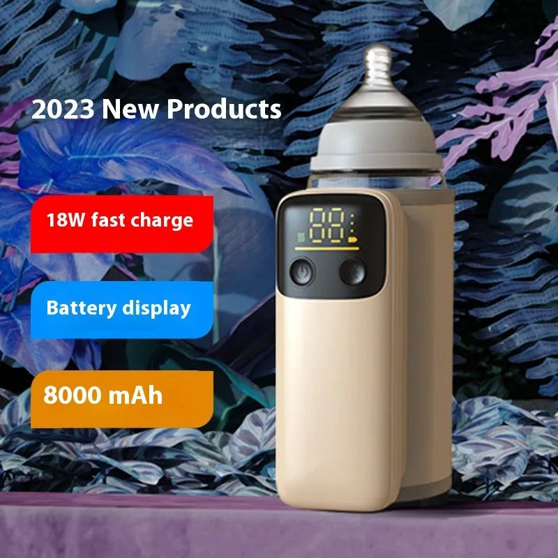 Baby bottle insulation cover with heating function and 8000mAh fast charging battery
