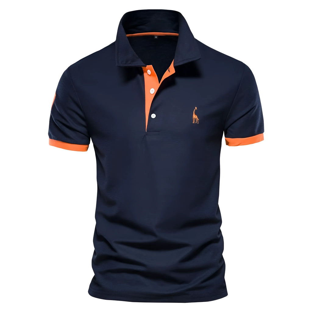Men's deer embroidered short sleeve T-shirt in slim fit, shown in a selection of available colours.