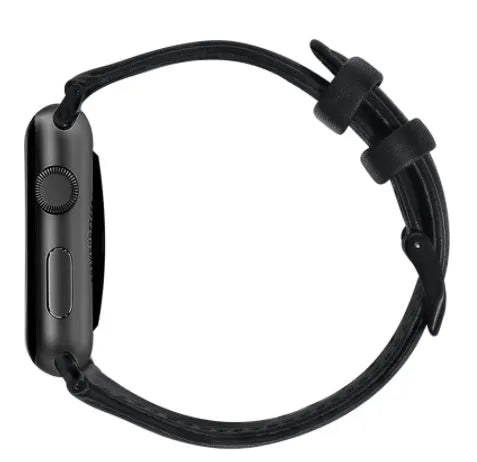 Oil wax cowhide leather Apple Watch strap in black, business style, sizes 38-40 and 42-44