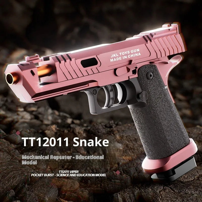 Viper plastic toy gun in sand colour with continuous hair throwing shell launch mechanism