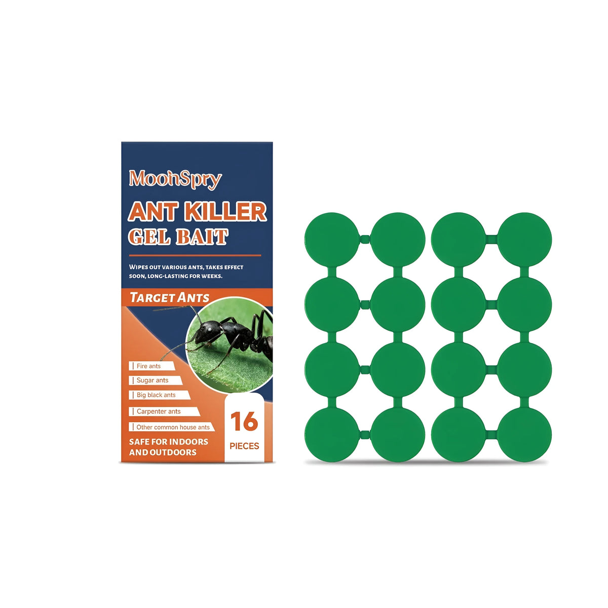 Ant killer gel bait pack of 16 pieces with imidacloprid and dinotefuran, honey and sugar formula