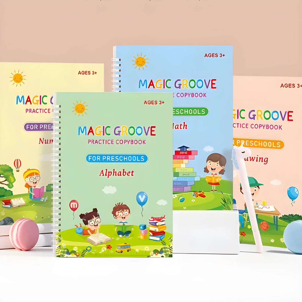 Children's English handwriting practice copybook with groove magic pen and ten refills