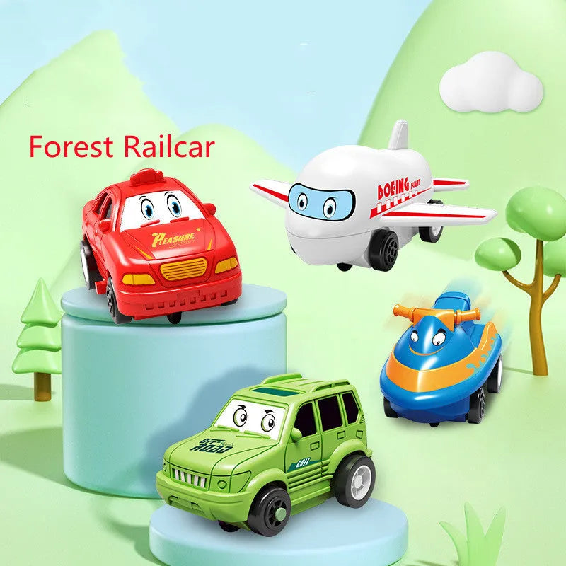 Children puzzle electric railroad speeder with DIY assembly track and automatic car, dinosaur theme