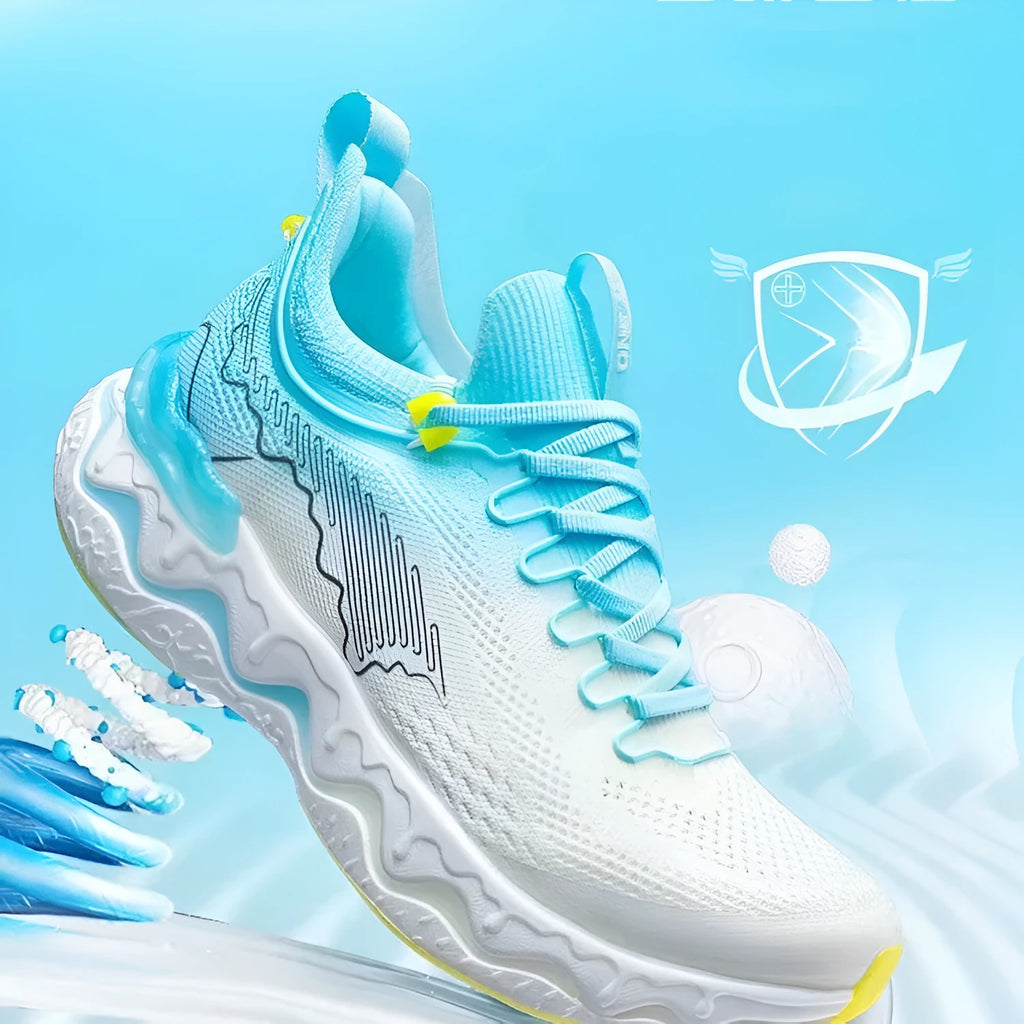 Women's lace-free running shoes with a thick rubber sole in a selection of colours.
