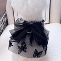 Black gauze princess tulle skirt for a small dog, showing lightweight sheer fabric and formal style.