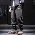 Men's grey ankle-tied straight-leg sweatpants made from non-iron polyester blend