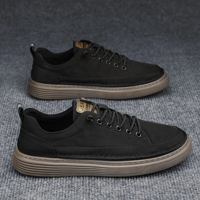 Canvas men's summer breathable casual flat shoes in gray, low top, rubber sole, sizes 39-44